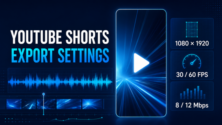 YouTube Shortsの書き出し設定。1080×1920、30/60fps、8/12Mbps